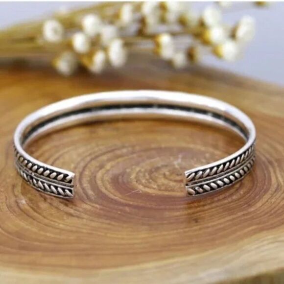 Vintage style 925 sterling silver cuff bracelet Unisex - Picture 5 of 16